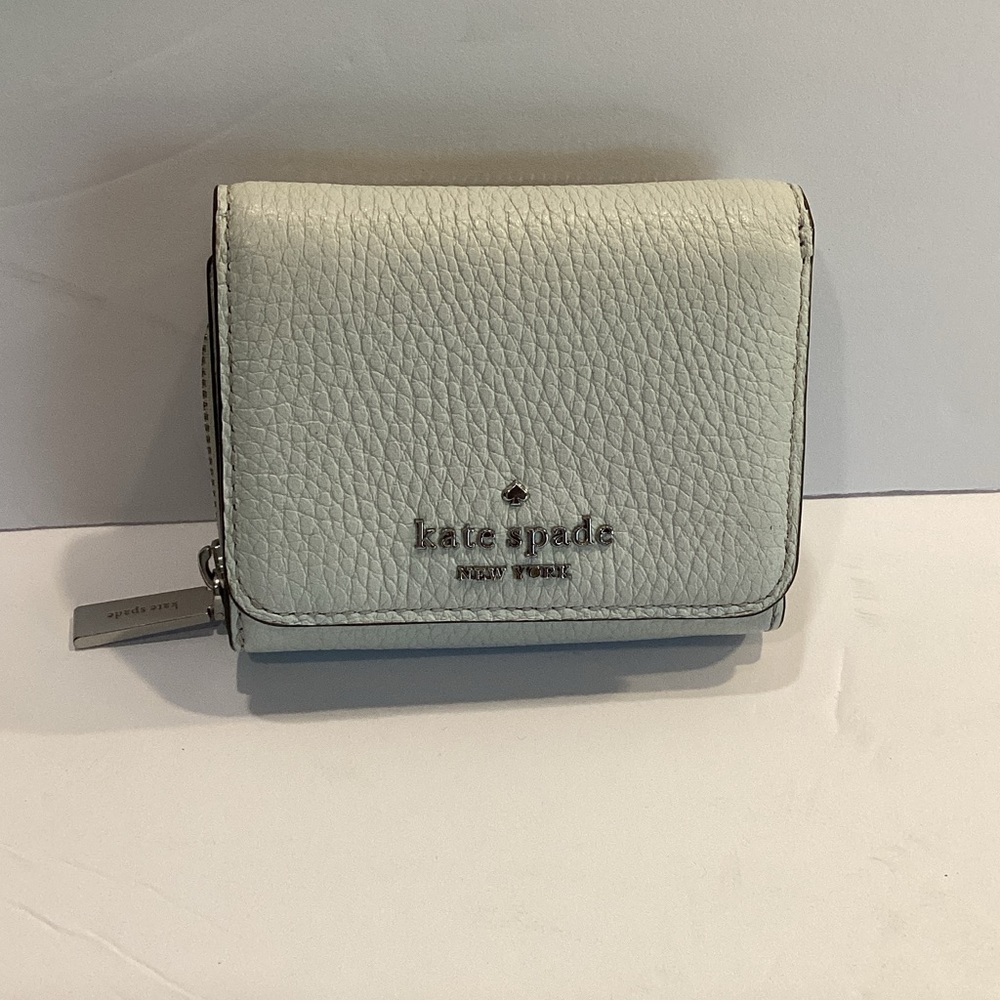 kate spade Small Pebbled Leather Wallet in Light Blue/Gray